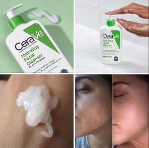Sữa rửa mặt CeraVe Hydrating Cleanser For Normal To Dry Skin (màu xanh lá tươi) cho da khô